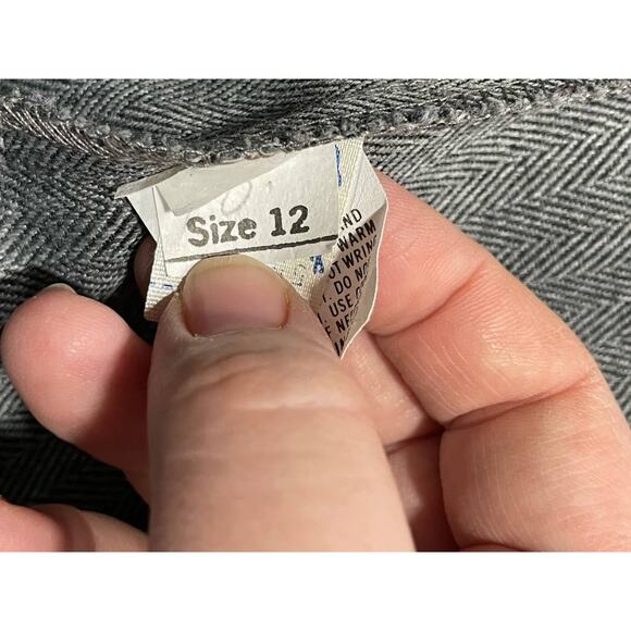 VTG Cassandra Herringbone Dress Pants Womens 12 Petite Pleated Trousers Gray USA - Picture 10 of 12